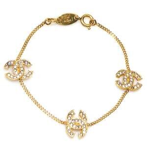 CHANEL Authentic Gold Logo Charm Bracelet